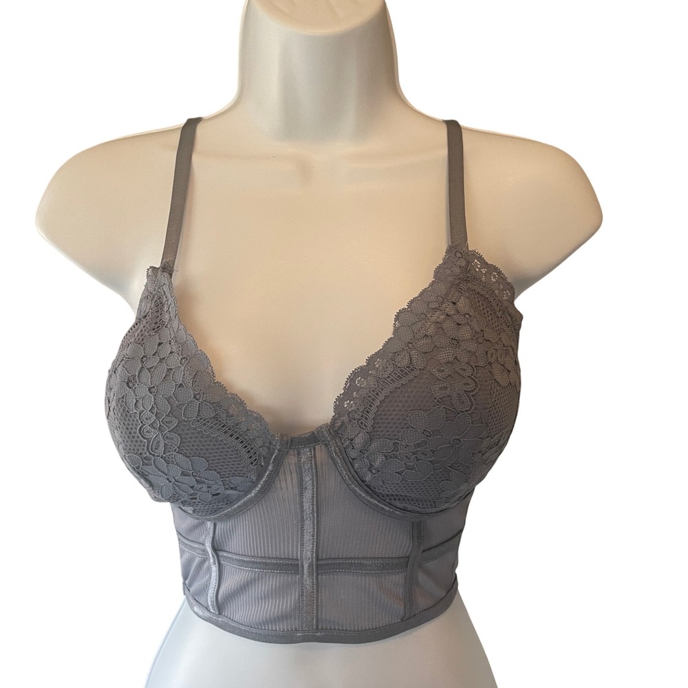 Bozzolo Y2K‎ Coquette Sheer Lace Bustier Corset Crop Top Bralette Lingerie Small